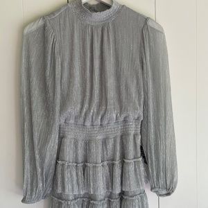 Express silver metallic long sleeve mini dress size xs